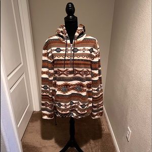 Urban Pipeline cozy hooded pullover. Native American print.